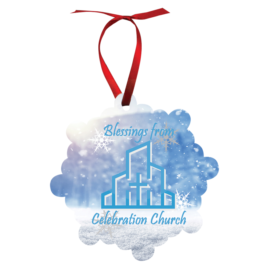 3" x 3" Gloss White Unisub Aluminum London Ornament, 2-sided