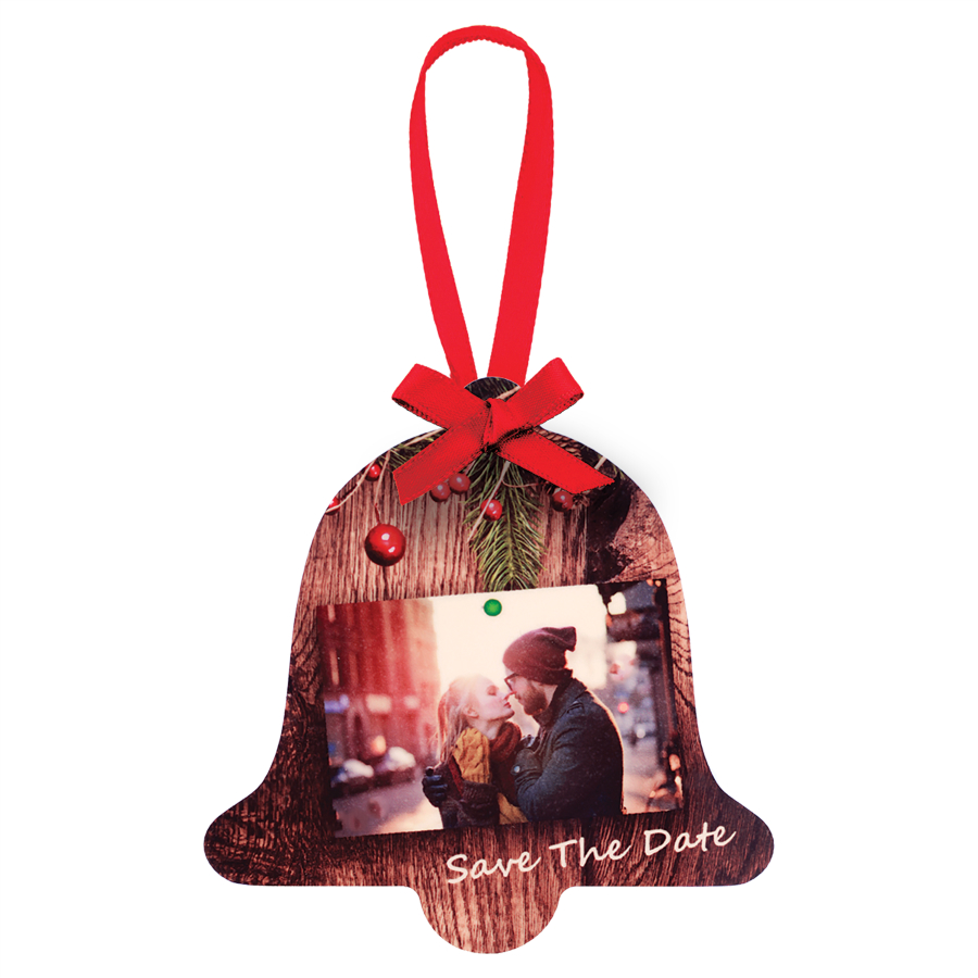 3.3" x 3.3" Gloss White Unisub Aluminum Bell Ornament, 2-sided