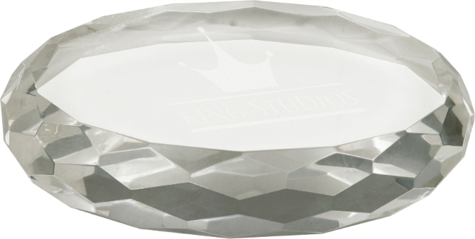 4" x 2 3/4" Clear Oval Crystal Paperweight