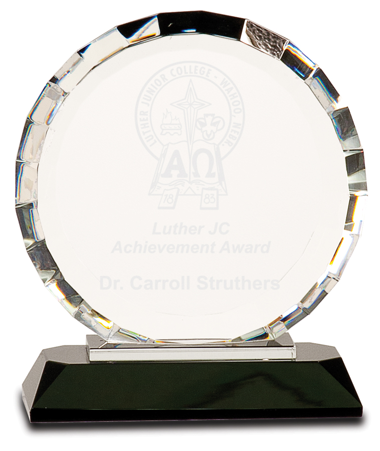 6" Clear Crystal Round with Rectangle Facets on Black Crystal Base