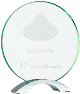 8 1/2" Round Cosmic Glass with Silver Base