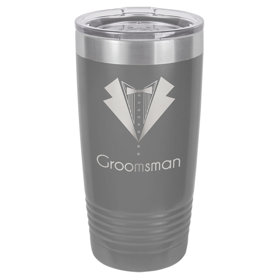 Polar Camel 20 oz. Dark Gray Ringneck Vacuum Insulated Tumbler w/Clear Lid