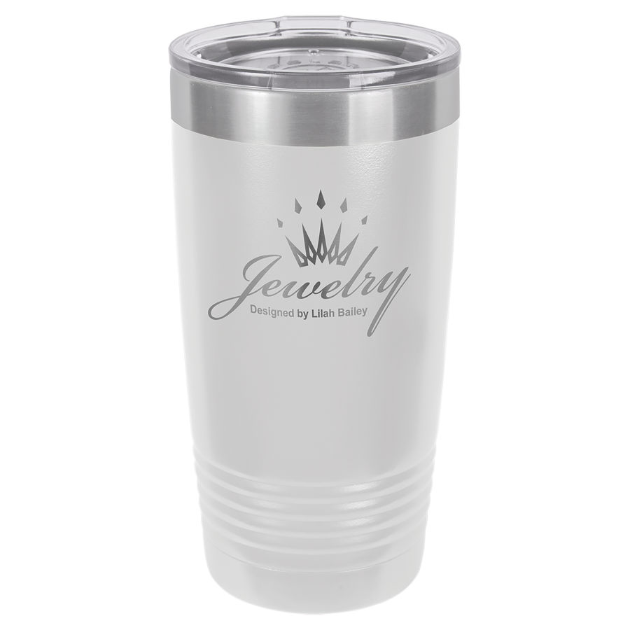 Polar Camel 20 oz. White Ringneck Vacuum Insulated Tumbler w/Clear Lid