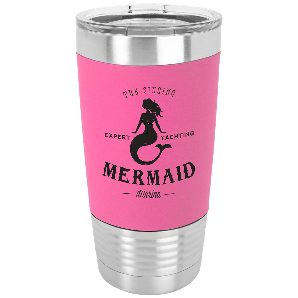 20 oz. Pink/Black Polar Camel Tumbler with Silicone Grip and Clear Lid