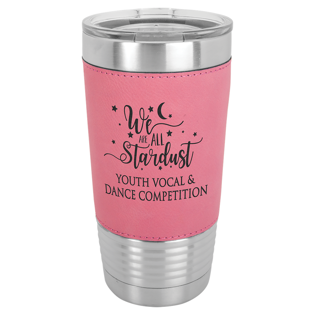 20 oz. Pink Laserable Leatherette Polar Camel Tumbler with Clear Lid