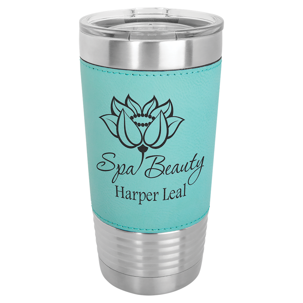 20 oz. Teal Laserable Leatherette Polar Camel Tumbler with Clear Lid