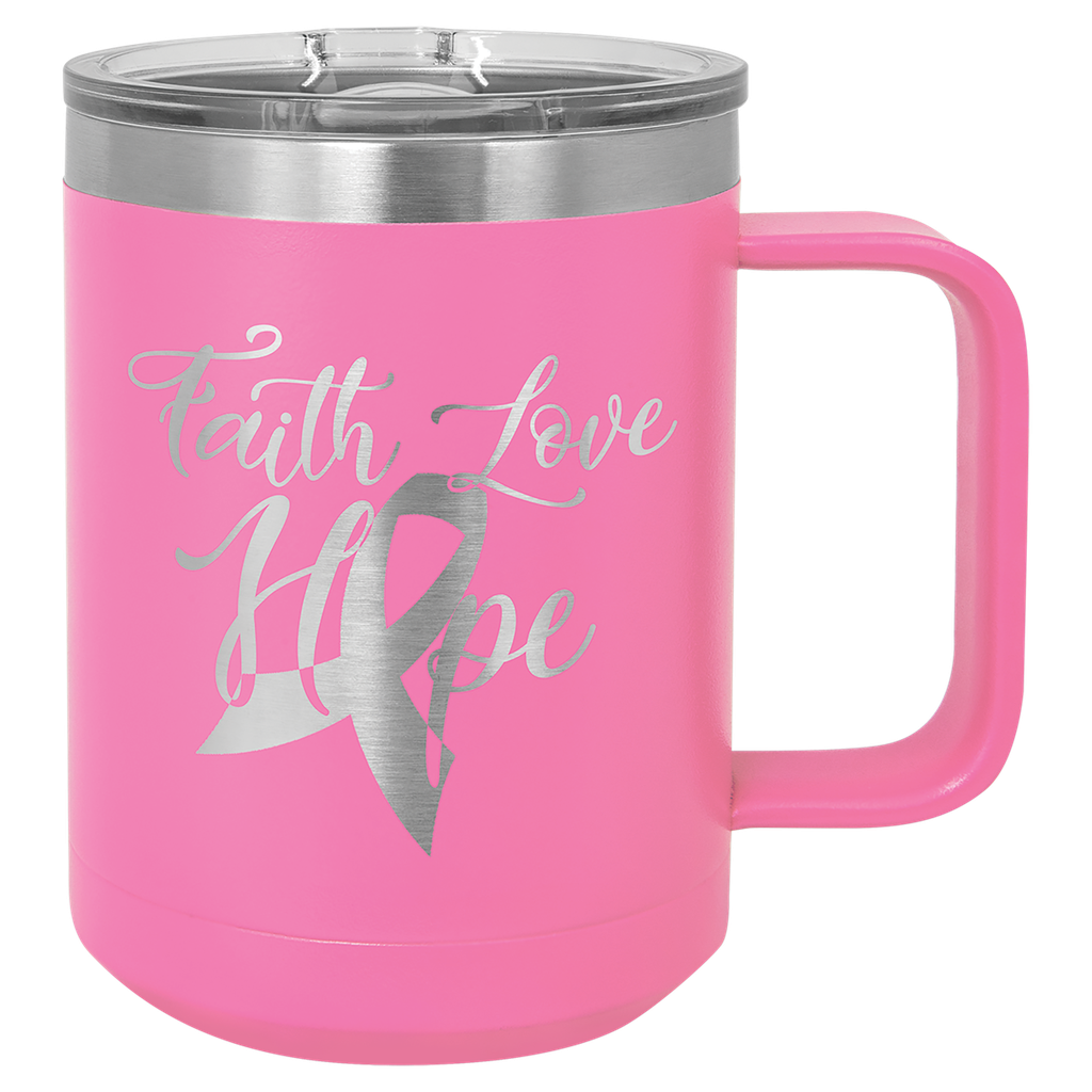 Polar Camel 15 oz. Pink Vacuum Insulated Mug with Slider Lid