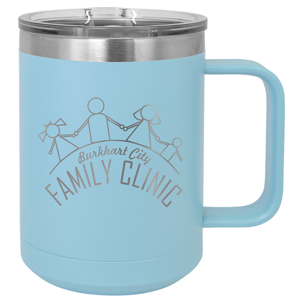 Polar Camel 15 oz. Light Blue Vacuum Insulated Mug with Slider Lid