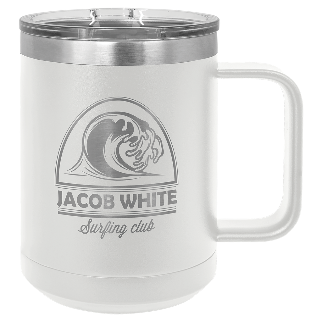 Polar Camel 15 oz. White Vacuum Insulated Mug with Slider Lid