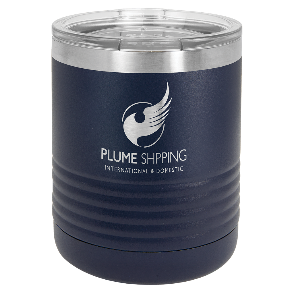 Polar Camel Ringneck 10 oz. Navy Blue Vacuum Insulated Tumbler with Clear Lid