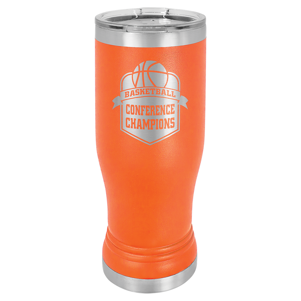 Orange 14 oz. Polar Camel Pilsner w/Clear Lid