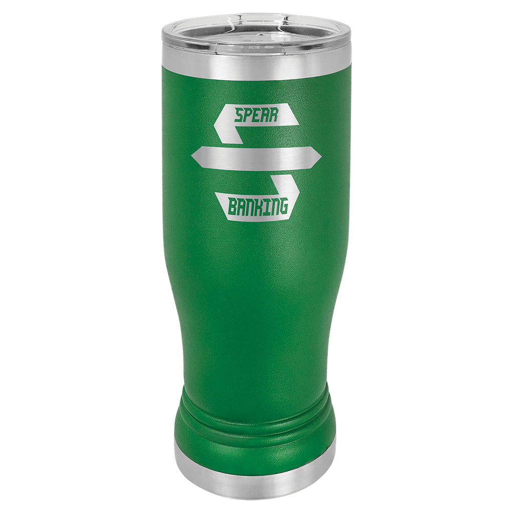 Green 14 oz. Polar Camel Pilsner w/Clear Lid