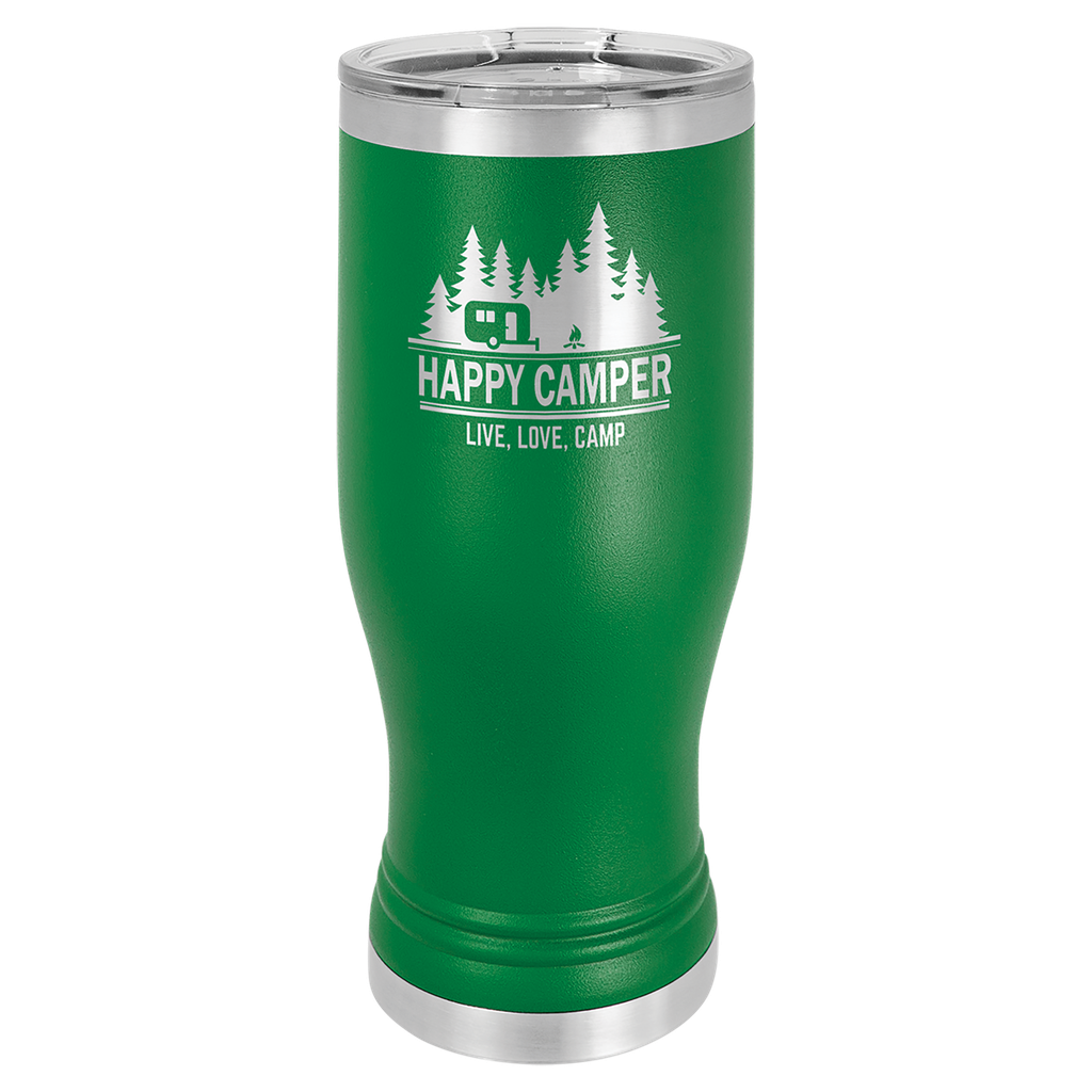 Green 20 oz. Polar Camel Pilsner w/Clear Lid