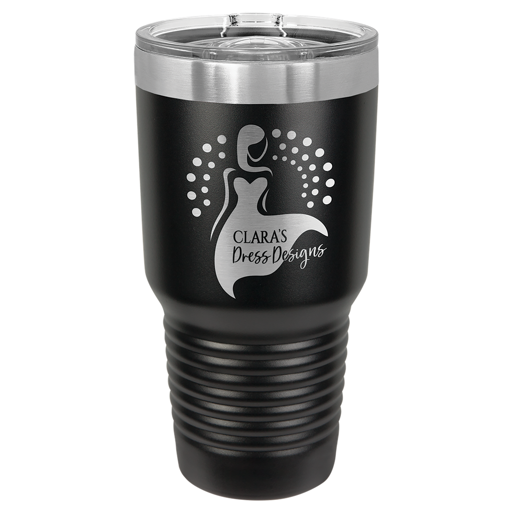 Polar Camel 30 oz. Black Ringneck Insulated Tumbler w/Slider Lid & Silver Ring