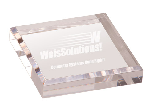 [BAC044] 3 3/4" x 3 3/4" Clear Acrylic Paperweight