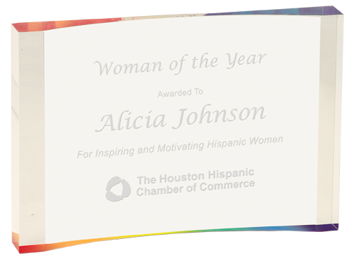 [TAC58RBW] 8" x 5 1/2" Rainbow 1" Thick Acrylic Crescent