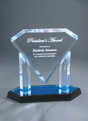 [AFD10BU] 9 1/2" Blue Floating Diamond Acrylic