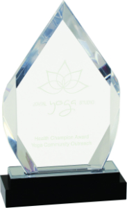 [IMP117S] 8" Silver Fusion Diamond Impress Acrylic with Black Glass Base