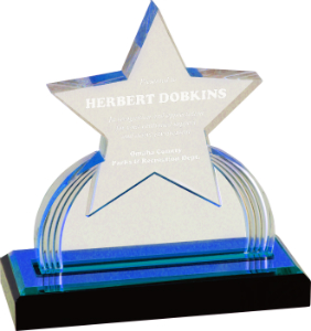 [IMP112BU] 6 1/4" Blue Carved Star Impress Acrylic