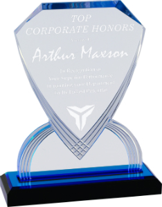 [IMP115BU] 9" Blue Carved Shield Impress Acrylic