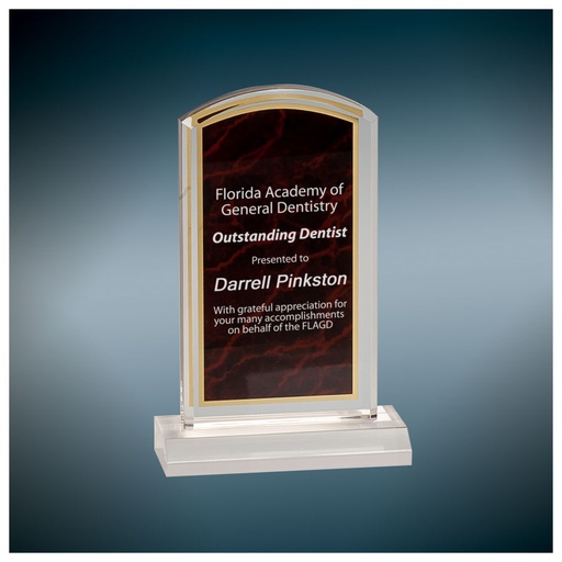 [MBL46RM] 4" x 6" Red Marbleized Acrylic with 5" Base