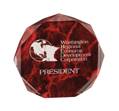 [OCT6RM] 6" Red Marble Octagon Acrylic Award
