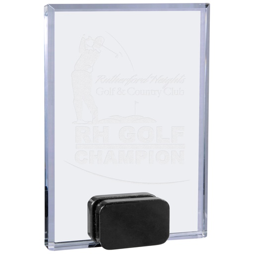 [CRY7007S] 5" x 7" Crystal Rectangle with Black Crystal Base