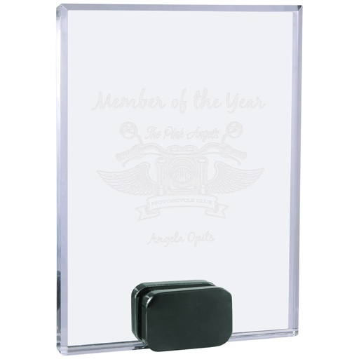 [CRY7007M] 6" x 8" Crystal Rectangle with Black Crystal Base
