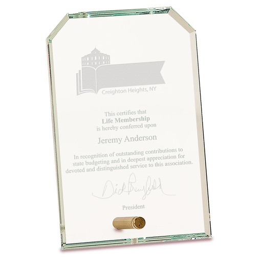 [CE5511] 4" x 6" Clear Clipped Corners Rectangle CrystalEdge Glass