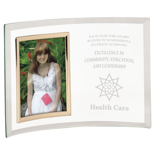 [CE6504] 10" x 7" Jade Glass Crescent with 3 1/2" x 5" Picture Frame