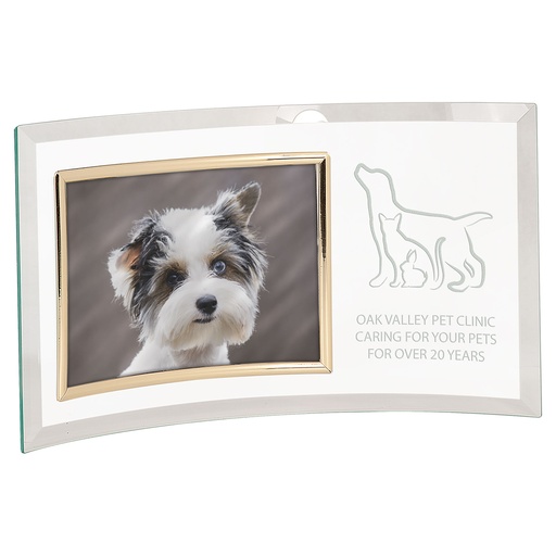 [CE6510] 13" x 7 1/2" Jade Glass Crescent with 7" x 5" Picture Frame