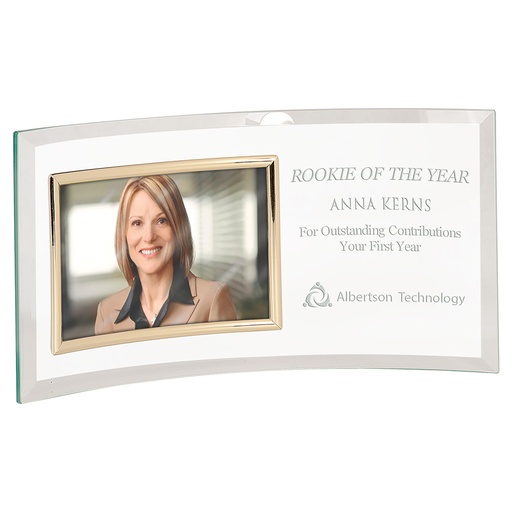 [CE6509] 12 3/4" x 6 1/2" Jade Glass Crescent with 6" x 4" Picture Frame