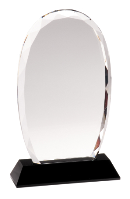 [CRY019L] 9" Oval Facet Crystal on Black Pedestal Base