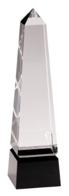 [CRY003M] 10" Obelisk Crystal on Black Pedestal Base