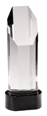 [CRY004L] 10 3/4" Octagon Slant-Top Crystal on Black Pedestal Base