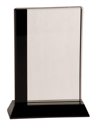 [CRY034L] 6 1/2" x 9" Black Edge Crystal on Black Base