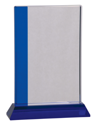 [CRY534L] 6 1/2" x 9" Blue Edge Crystal on Blue Base