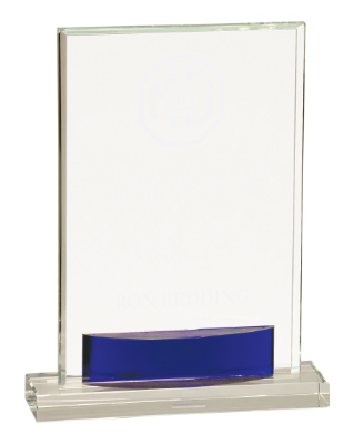 [CRY541L] 8 1/2" Crystal Rectangle with Blue Accent