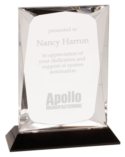 [CRY057L] 8" Clear Crystal Rectangle on Black Base