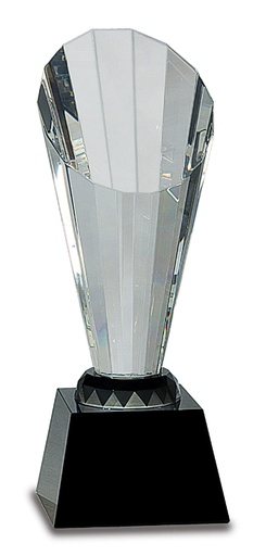 [CRY059M] 10" Clear Crystal Faceted Rising Spire on Black Base