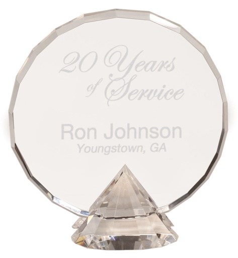 [CRY056L] 7 1/2" Clear Round Crystal on Clear Diamond Base