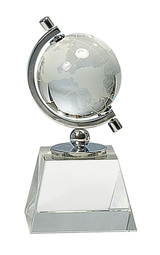 [CRY160] 6" Crystal Spinning Globe on Clear Base
