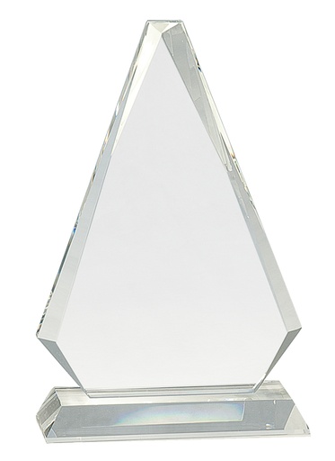 [CRY68] 9 1/4" Clear Crystal Triangle on Clear Pedestal Base