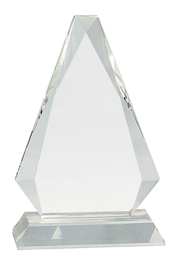 [CRY67] 8" Clear Crystal Triangle on Clear Pedestal Base