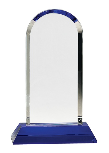 [CRY273] 9 1/4" Clear Crystal Dome on Blue Pedestal Base