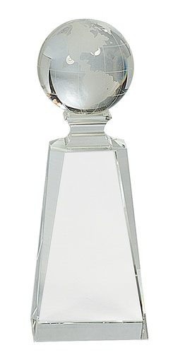 [CRY116] 7 3/4" Crystal Globe on Clear Tower