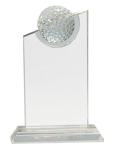[CRY181] 8" Clear Crystal with Inset Crystal Golf Ball on Clear Base