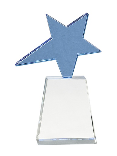 [CRY242] 8" Blue Crystal Star on Clear Pedestal Base