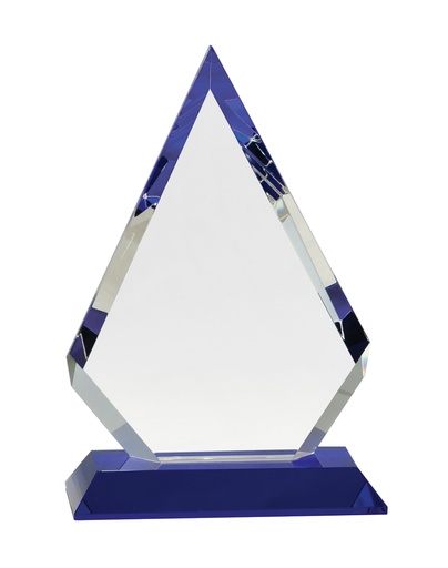 [CRY272] 9" Clear Crystal Diamond on Blue Pedestal Base