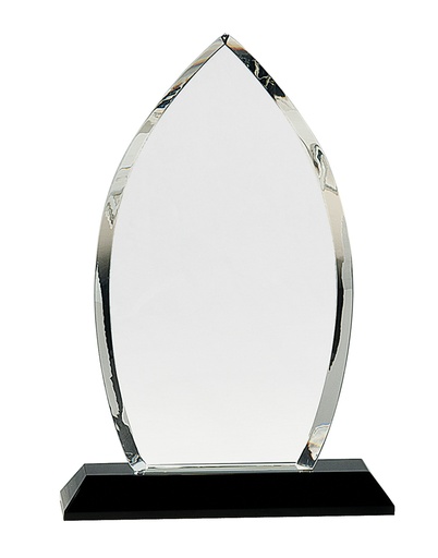[CRY343] 9 1/2" Clear Crystal Oval on Black Pedestal Base
